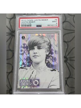 Justin Bieber 2010 Panini Rookie RC Music Card PSA Graded 9 POP 4